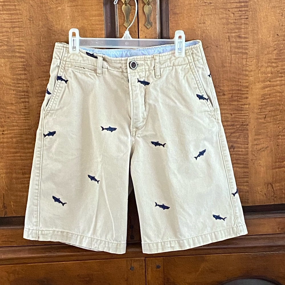 GAP  Khaki shorts with “stitched” sharks. Size 10. Boys.